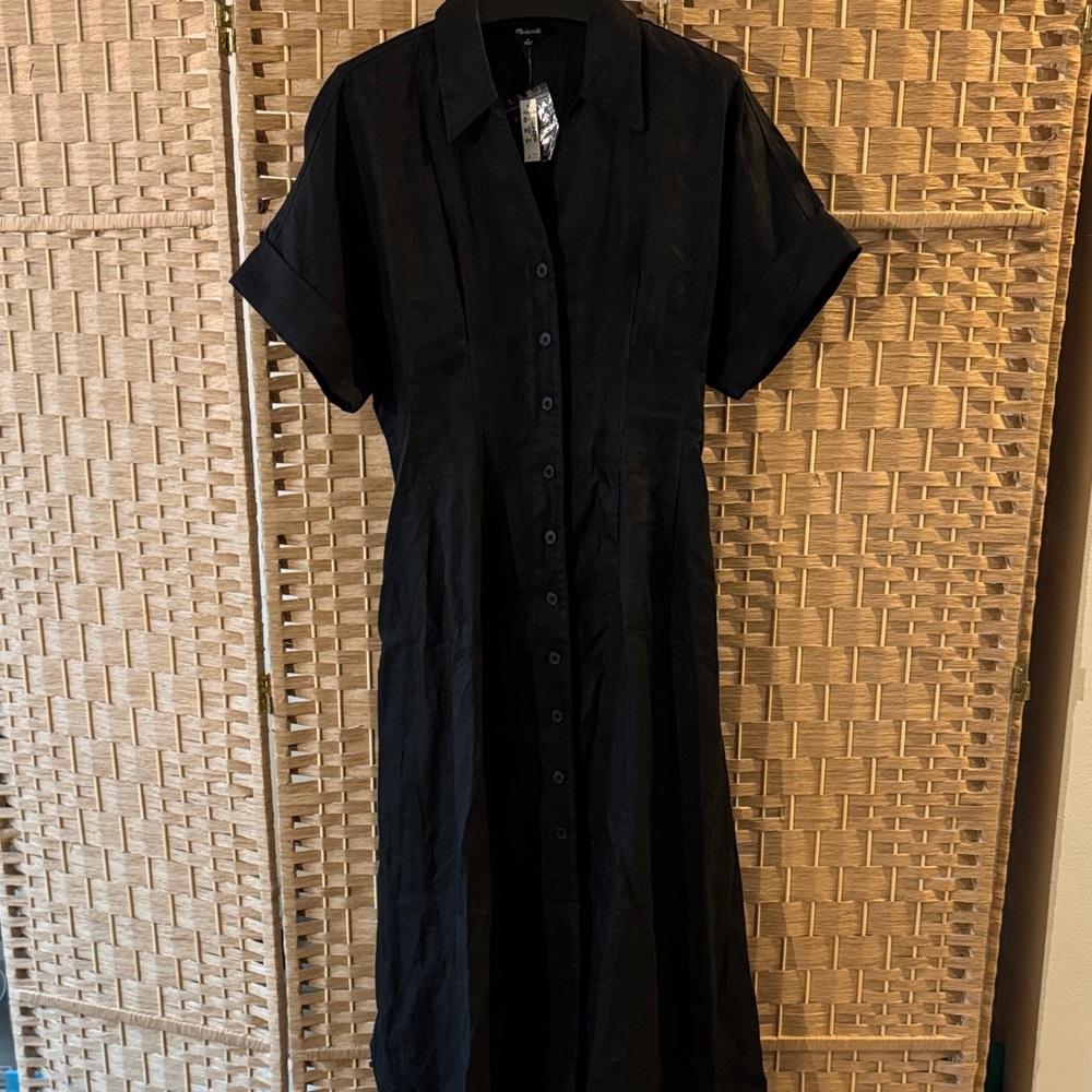 NWT Pleated Linen Midi Dress